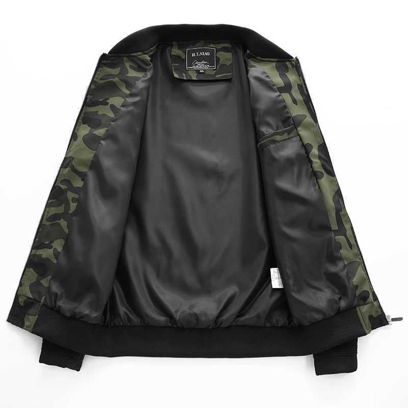 New camouflage bomber jacket mens autumn retro pilot windproof base jacket camping wear-resistant work jacketW240711