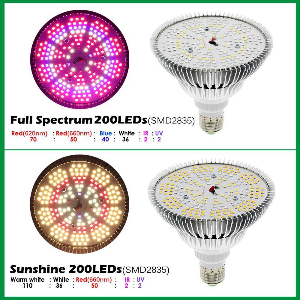 LED Grow Light 150Leds 200Leds Full Spectrum Sunlike E27 LED Growing Bulb For Indoor Hydroponics Flowers Plants LED Growth Lamp Y240816