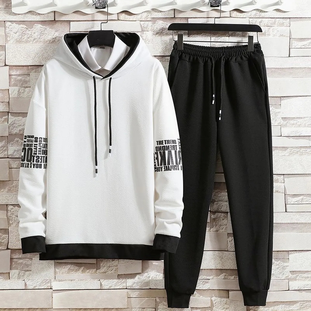 Mens summer autumn set casual hoodie set pants hooded printed sweater mens long sleeved shirt 240827