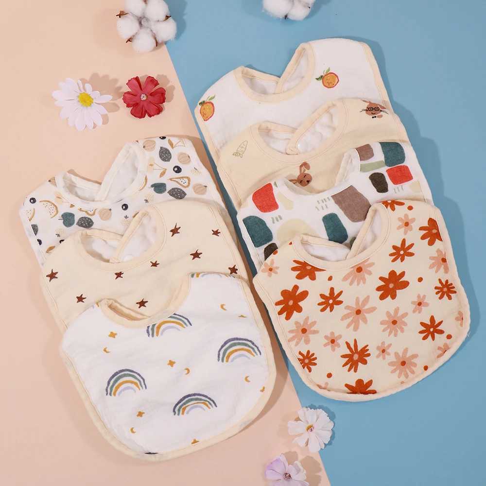 Random 3pcs Waterproof Bib Baby Fabric Bib Childrens Rice Pocket Baby U-shaped Saliva Towel Baby Accessories Y240815