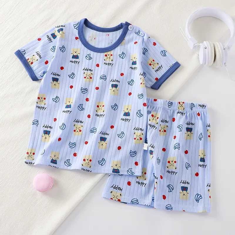 Summer baby girl boy short sleeved clothing set cotton T-shirt and shorts 2-piece set childrens pajamas W240822
