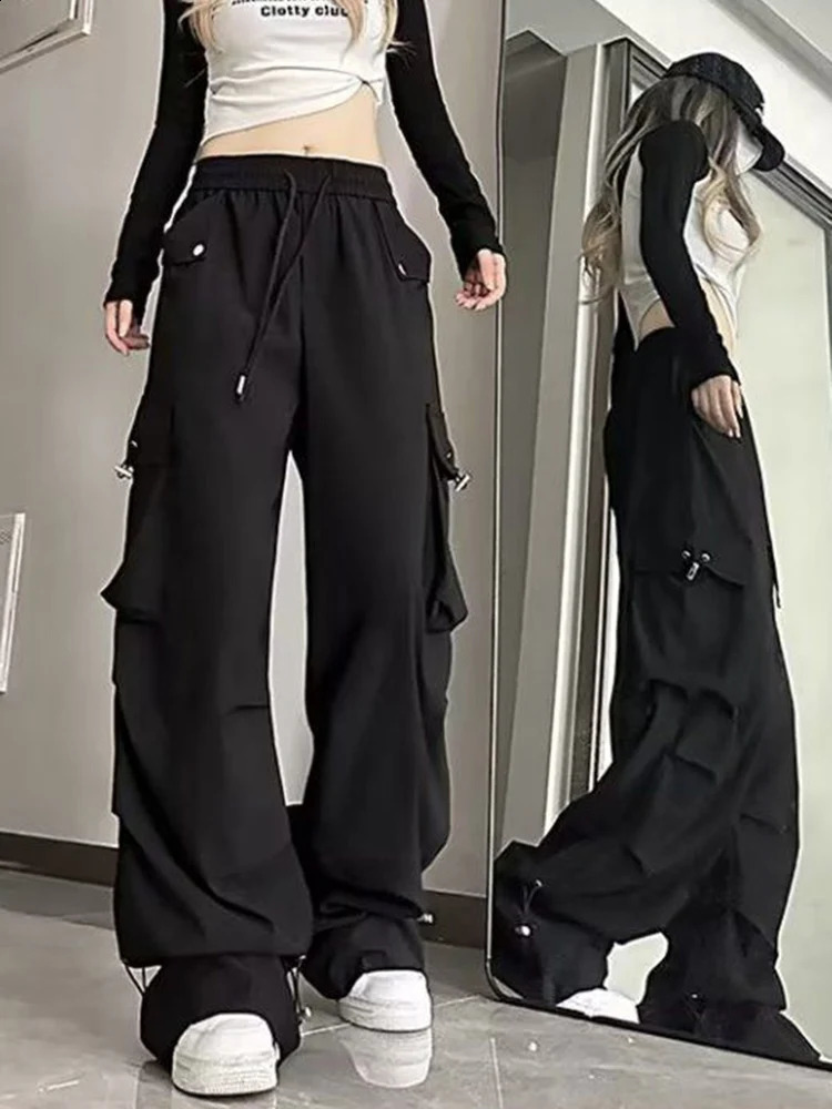 Jmprs Streetwear Cargo Women Y2K High Waist Hip Hop Straight Trousers American Retro Loose Casual Bf Wide Leg Pants 24 Z260314