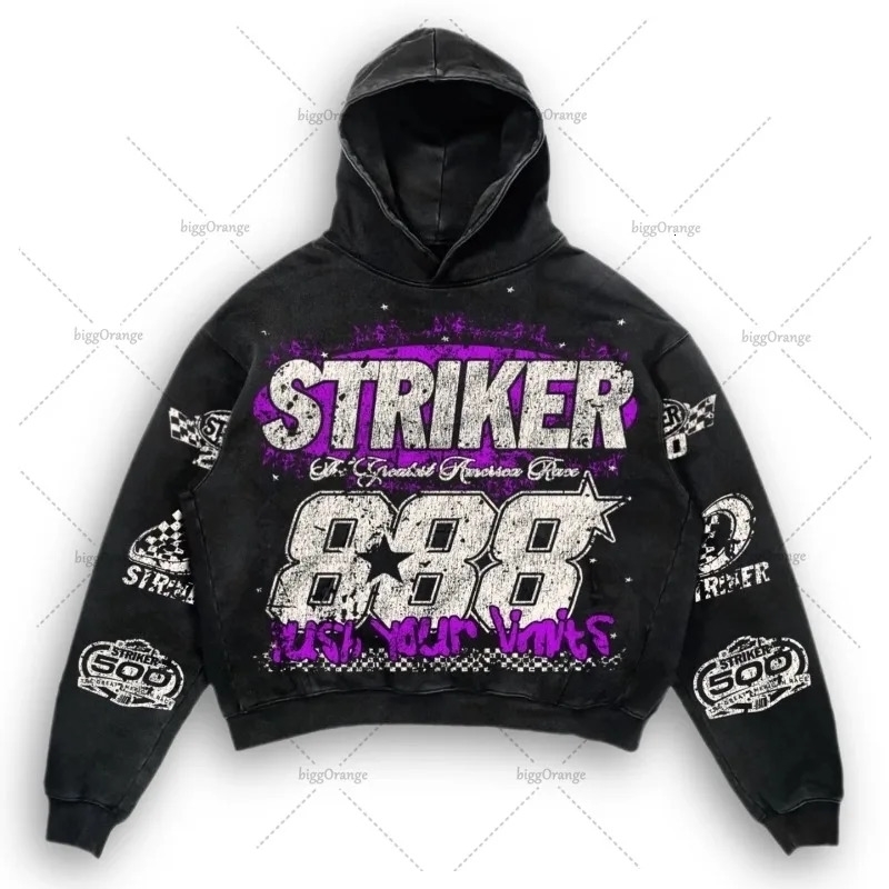 American style hoodie letter printed handle sweatshirt Harajuku retro super street fashion 240816
