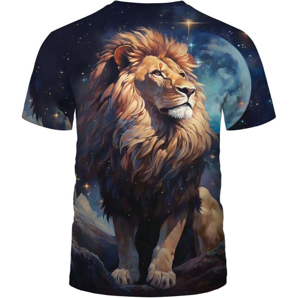 Fashion Mens T shirt fantasy Starry Sky Lion King Graphic T-Shirts Tee The Milky Way Animal Men's Shirt shirts tshirt graphic tee Casual tops clot