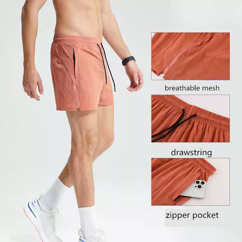 2025--Men Breaker Shorts Sports Quick Dry Linerless Shorts With Zipper Pocket Mobile Phone Casual Running Gym Fifth Mens Jogger Pants