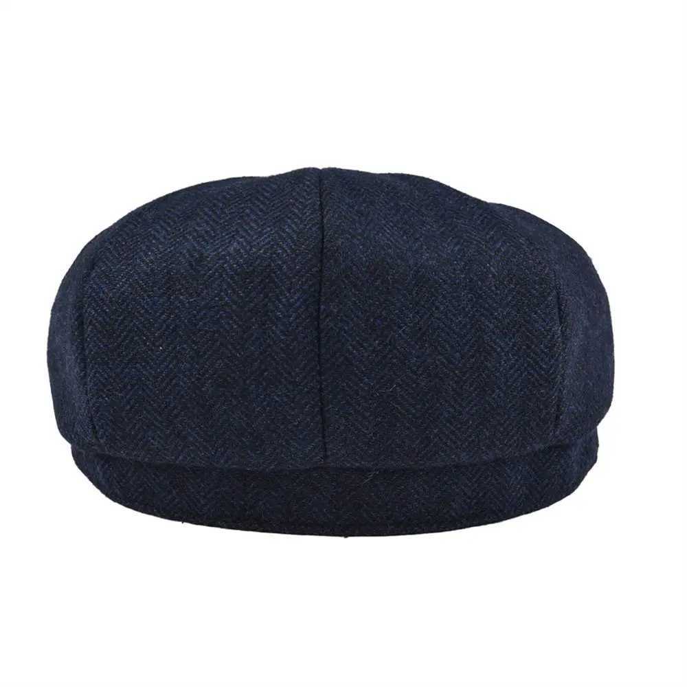 Ball Caps BOTVELA Wool Coarse tweed Navy Blue Herringbone News Boys Hat Mens 8th Quarter Panel Kirby Flat Hat Womens Driver Beret Q240815