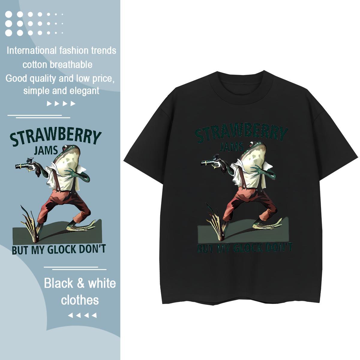 DIY T Shirts Women Breathable Crew Neck 230g Cotton Lady T shirt Cartoon Anime Frog Casual Daily Wear Loose fit Clothes Shirt