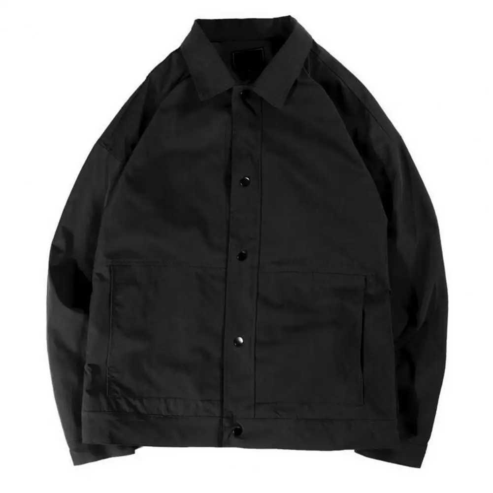 Autumn and Winter Mens Cargo Jacket Solid Color Collar Mens Jacket Korean Windproof Relaxation Suitable for Work ClothesW240711