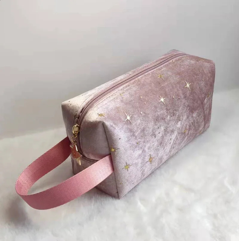 Female Handbag Star Solid Color Velvet Small Portable Storage Bag Large Capacity Velvet Cloth Travel Cosmetic Bag 240816