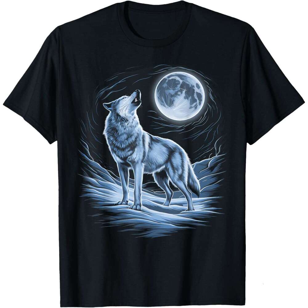 2025S Fashion Designer T Shirt For Mens Wolf Howg At Moon Wildlife Animal T Shirt Shirts Tshirt Graphic Tee Casual Tops Clothes Short Sleeve