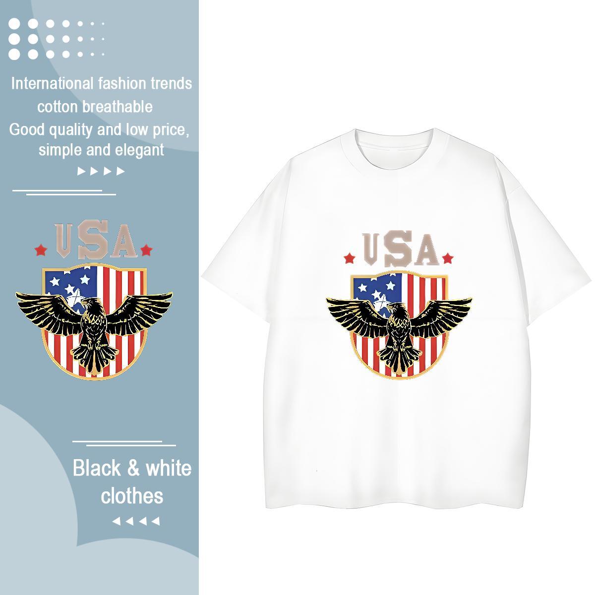 New Arrival T-Shirts Breathable Short Sleeve 230g Pure Cotton Woman Tshirt Anime Oversized eagle Sport High quality Top Shirts