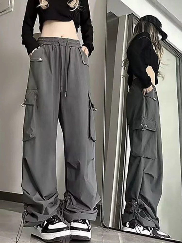 Jmprs Streetwear Cargo Women Y2K High Waist Hip Hop Straight Trousers American Retro Loose Casual Bf Wide Leg Pants 24 Z260314