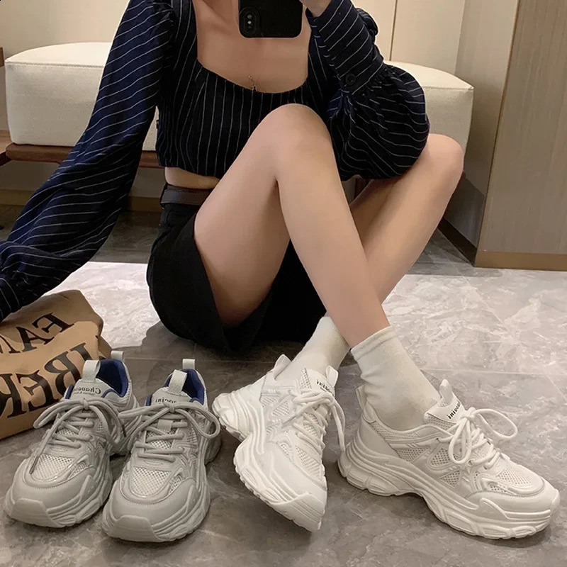 Dad Mesh Breathable Womens Running Shock Absorption Light Sneakers Platform Shoes 240809