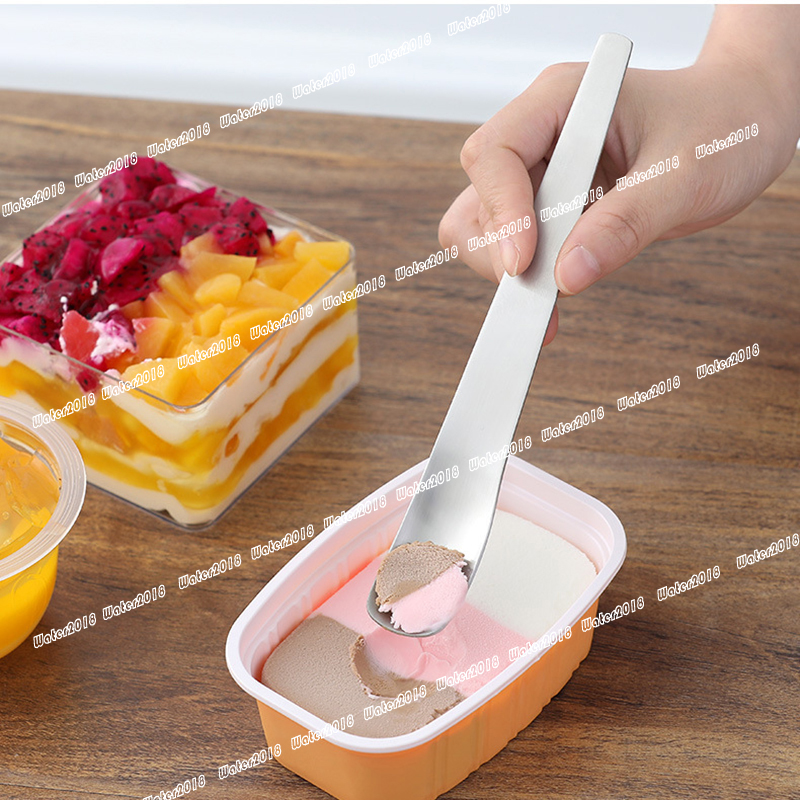 Stainless Steel Coffee Stirrers Spoons Italian Style Cake Spoon Lce Cream Scoop 4 Colors