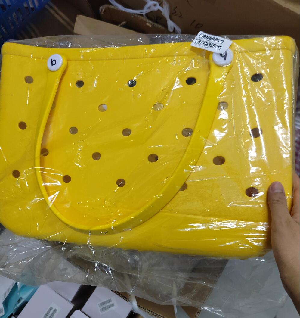 US Stock Women Designer Eva Bags Summer Hole Tote Bag Large Shopping Fashion Plastic Basket Lady Storage Washable Beach Silicone Eco 1107 4