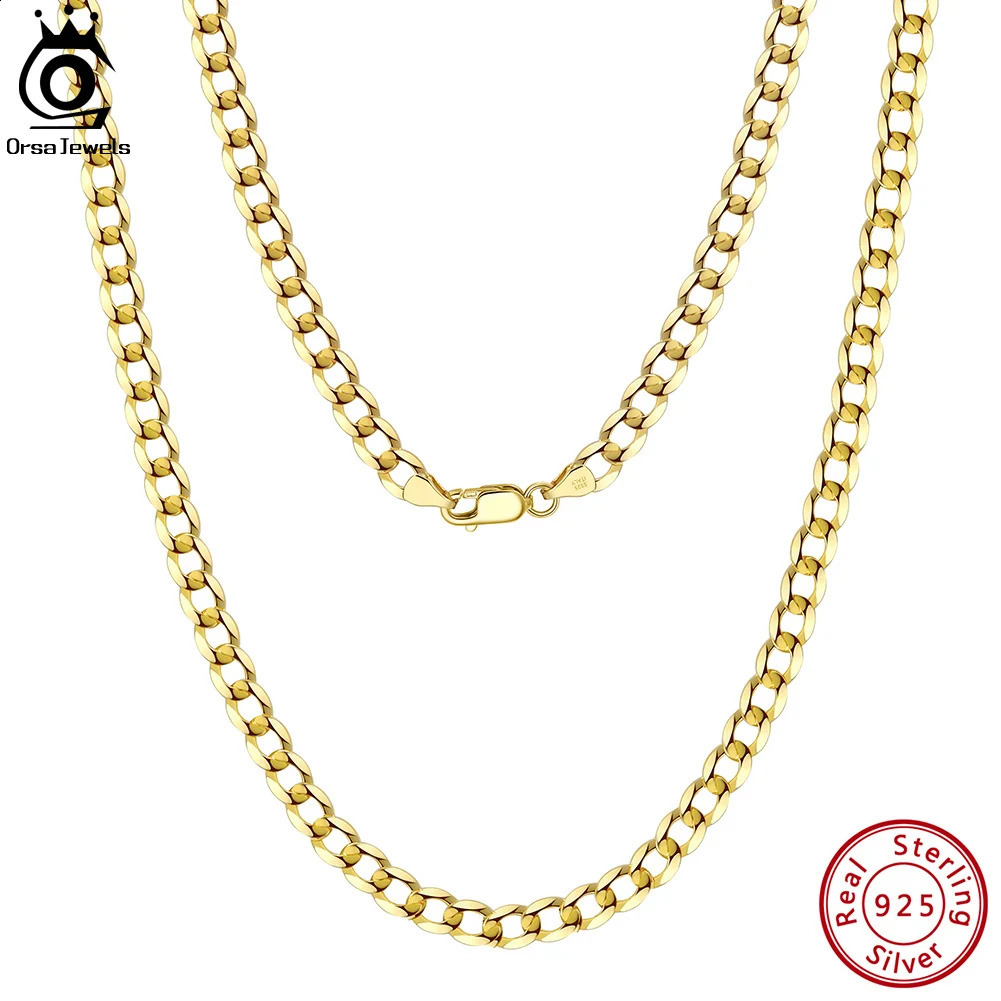 ORSA JEWELS 925 sterling silver Italian 3mm5mm Cuban chain necklace mens handmade fashionable jewelry SC60 240812