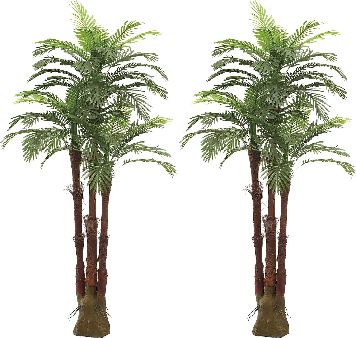 AMERIQUE Pair Gorgeous 6 Feet Triple Tropical Palm Artificial Plant Tree with Standable Trunk Real Touch Technology 240815