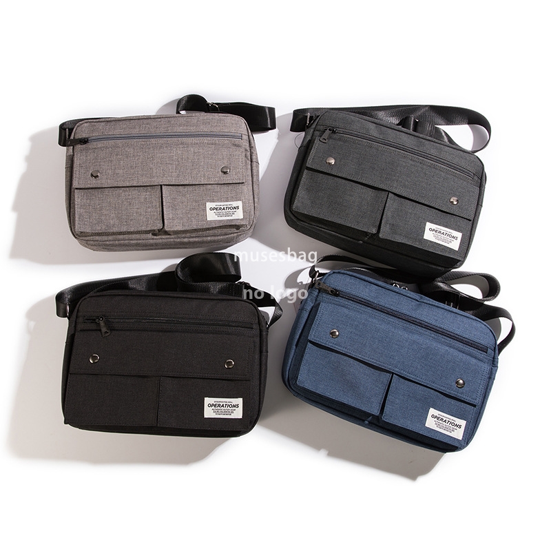 Men's crossbody bag large capacity canvas tooling style shoulder bag Trend street commuter bag youth casual messenger bag