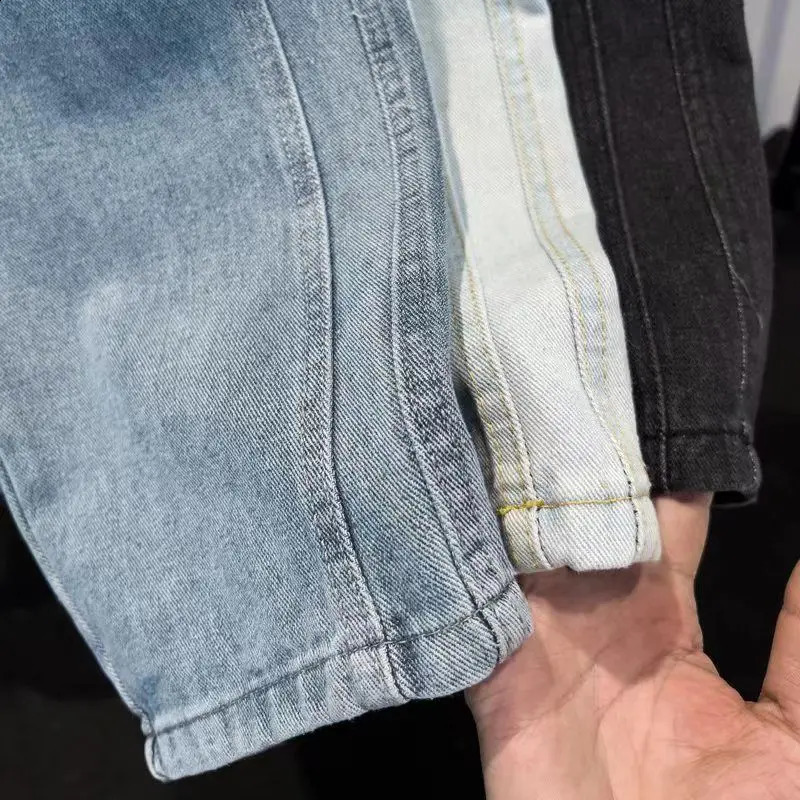2024 Mens Autumn Straight Bag Pants Cotton Black Wide Leg Jeans Retro Y2k Mens Trousers Street Clothing Black 240815
