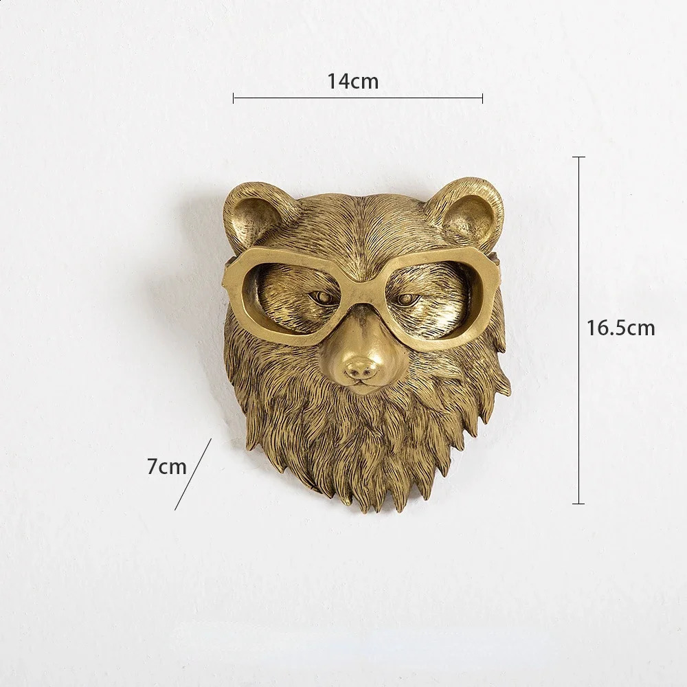 Home Decor Waterproof Bronzed Resin Animal Hanging Sculpture Sunscreen Animal Head Wall Hanging OrnamentsAnimal Head 240805