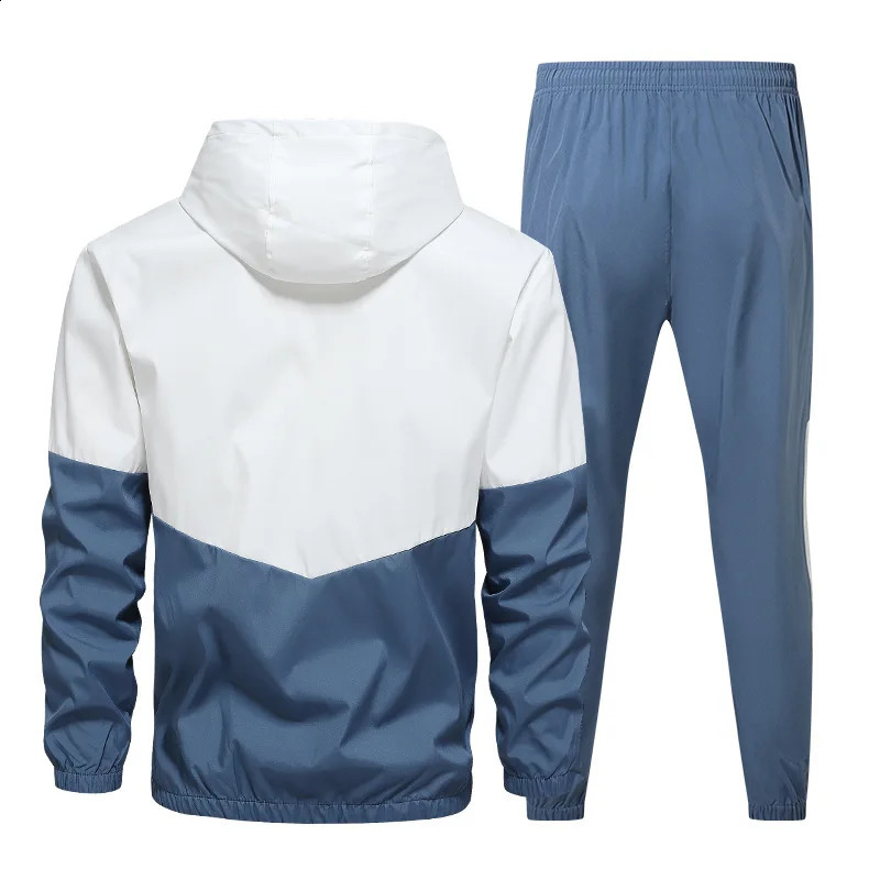 Men Casual Sets Mens Hooded Tracksuit Sportswear JacketsPants 2 Piece Sets Hip Hop Waterproof Sports Suit 240816