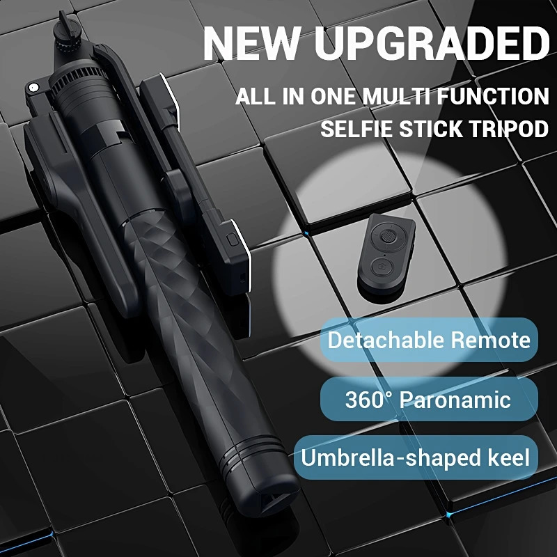 FANGTUOSI 1750mm Wireless Selfie Stick Tripod Foldable Single Stand with LED Light Suitable for Smartphone Balanced and Stable Shooting Scene 240810