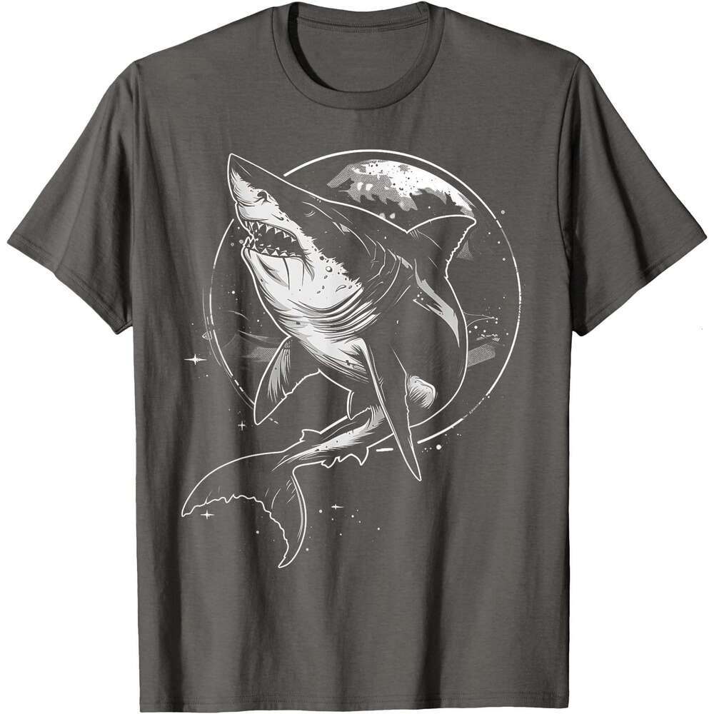 2025S Fashion Designer T Shirt For Mens Shark Moon Gifts Funny Graphic Tees T Shirt Shirts Tshirt Casual Tops Clothes Short Sleeve