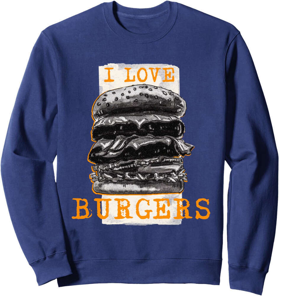 Long Sleeve Shirts For Men Sweatshirt I Love Burgers Vintage Favorite Meal Birthday Gift Sweatshirt Graphic Tee Streetwear Casual Tops Clothes sweatsh