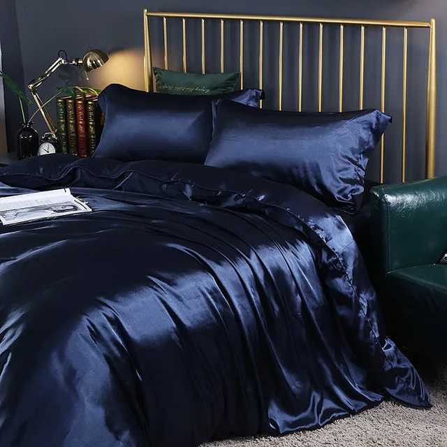 Luxury 100% Silk Bedding Set with Duvet Cover Set Double King Queen Size Bedding Cover Kit 4pcs Bed Cover Bed Linen SetsM240816