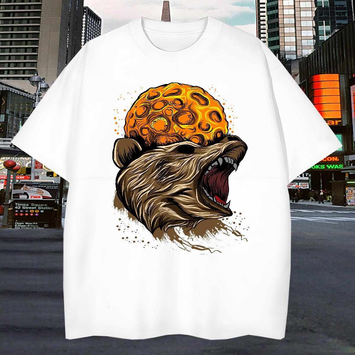 T Shirts Men 100% Cotton 230g eagle Hip Hop Round Neck Short Sleeve DIY Printed Tshirts Classic Casual Comfortable Top Tees