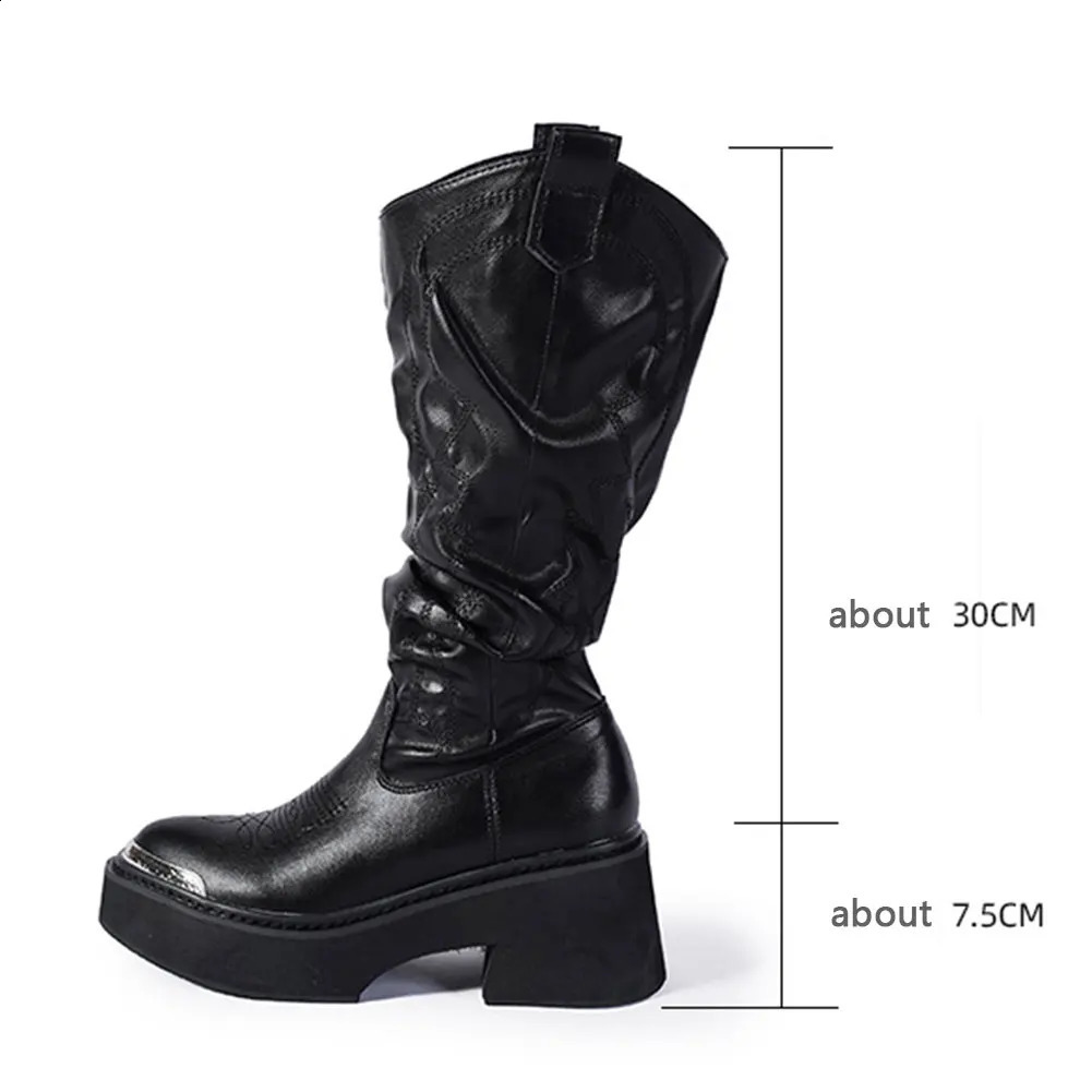 Gothic platform small leg boots punk street metal decoration womens motorcycle boots 2024 winter cool fashion combat boots womens shoes 240813