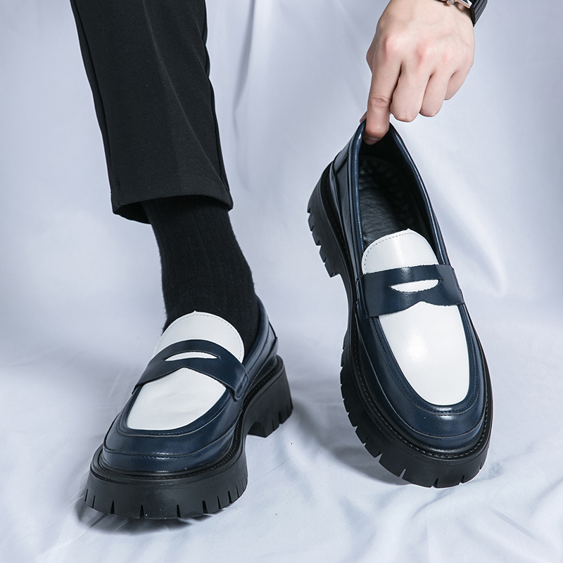 STRONGSHEN Men Handmade Leather Platform Loafers Fashion Slip On Mocassin Business Shoes Homme Zapatos De Hombre