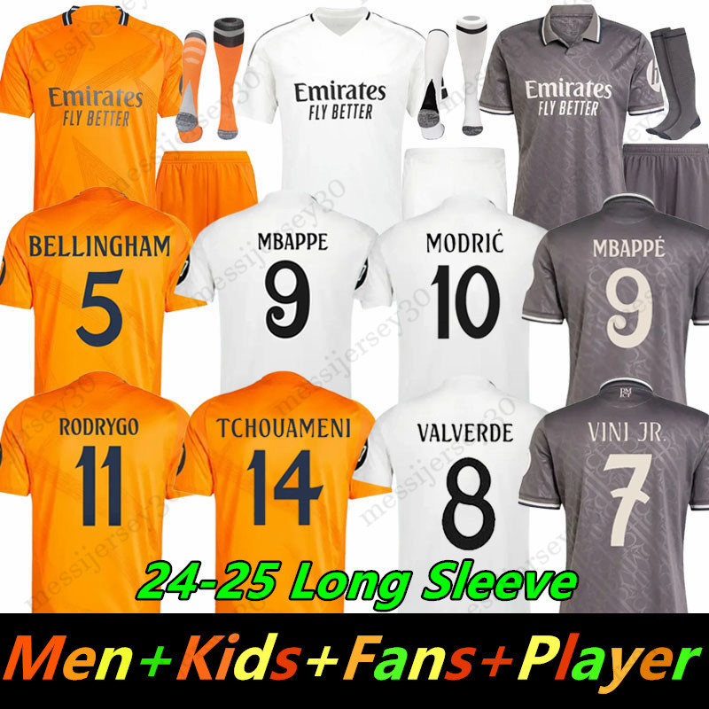 24 25 MBAPPE BELLINGHAM Soccer Jerseys FANS Player RODRGO VINI JR MODRIC RONALDO Football Shirt kids kit 2025 VALVERDE ENDRICCK Arda Guler CAMAVINGA Long Sleeve tops