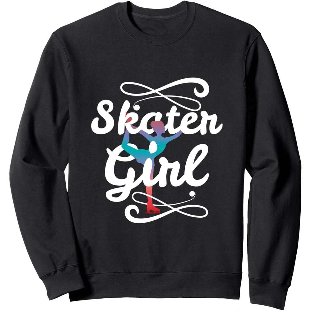 Long Sleeve Shirts For Men Sweatshirt Retro Ice Skating Girl Fun Gift Skate Lovers Sweatshirt Graphic Tee Streetwear Casual Tops Clothes sweatshirts