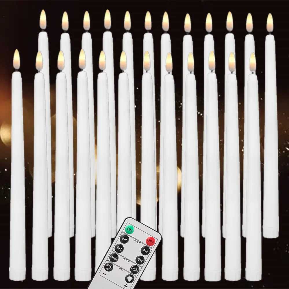 LED Flameless Taper Candles 6.5/11 Battery Operated Fake Flickering Candlesticks Electric Long Candles for Wedding Home Decor Y240815