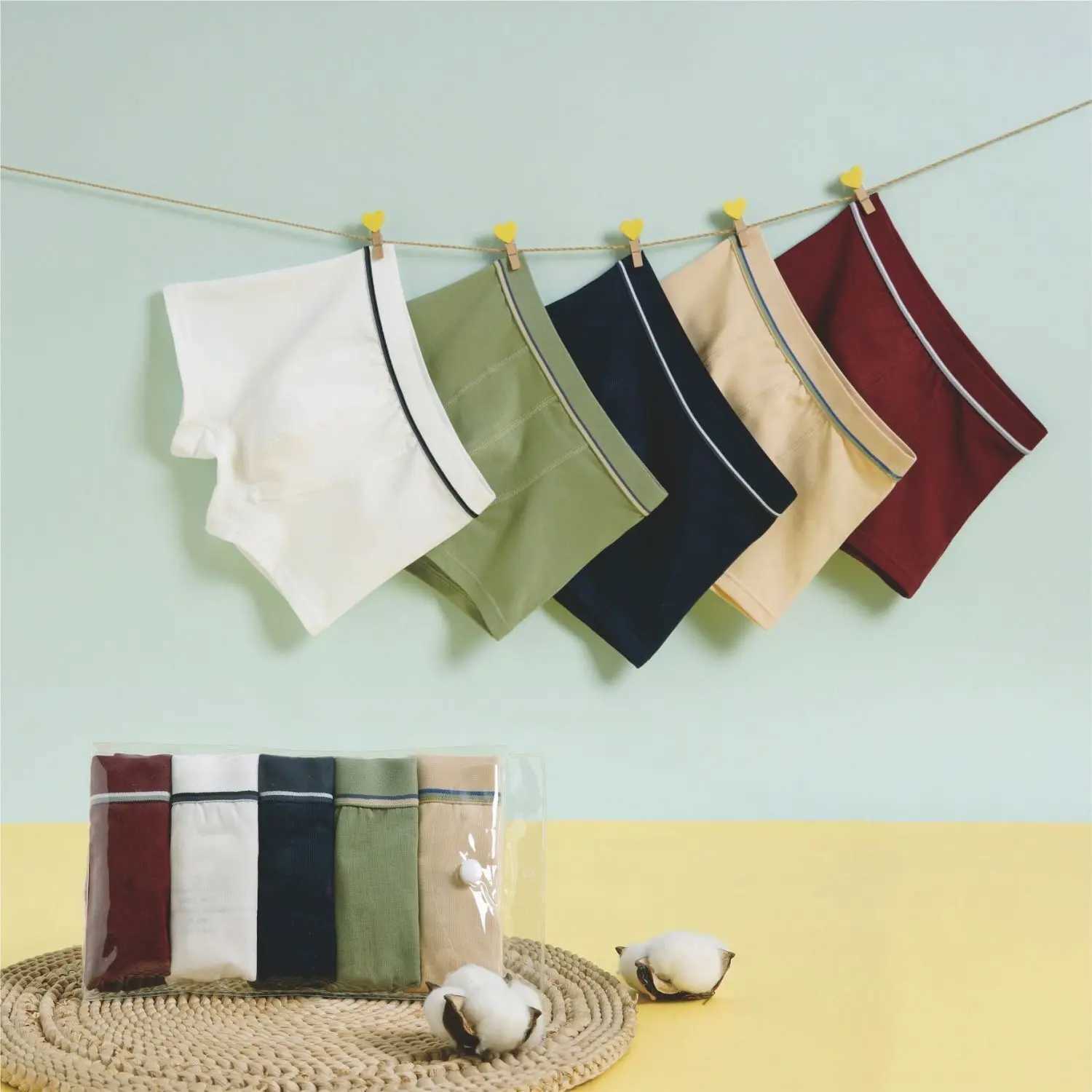 Childrens underwear cotton boys and teenagers boxer shorts 5 packs8899W240815