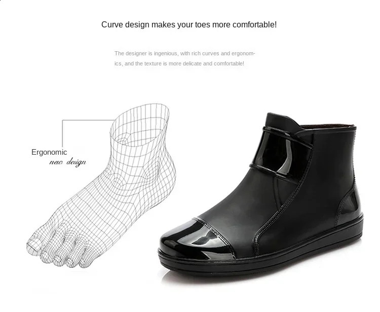 Mens Rain Boots Short Outdoor Rubber Shoes Work Anti slip Waterproof Leisure Fishing with Cotton Warmth 240821