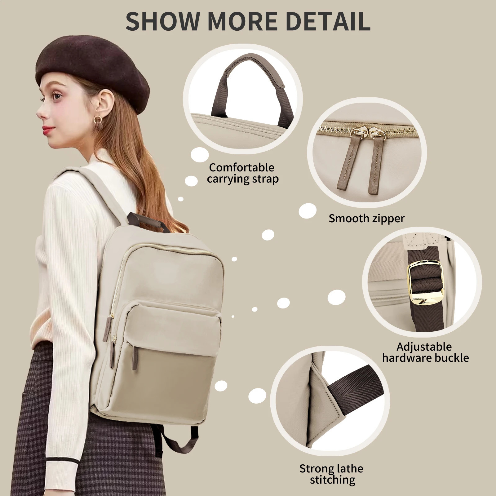 Simple Large Capacity Backpack Women Travel Business Teacher Laptop Shoulder Bag Girl School Student Purse 240815Z