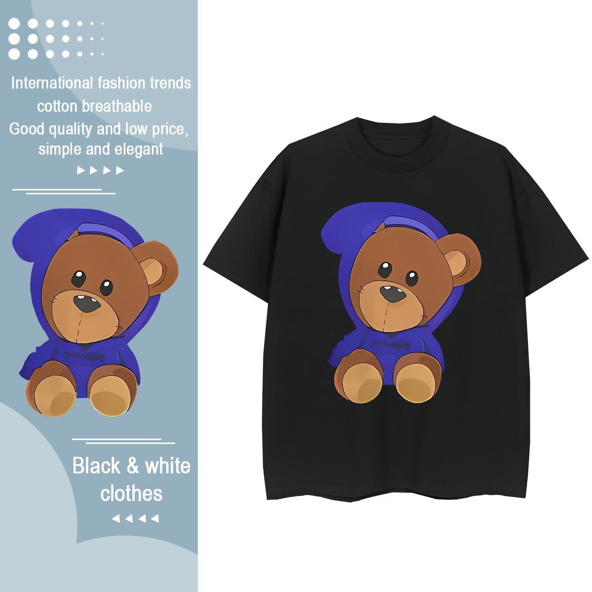 Fashion T shirt Breathable Soft 230g Cotton Lady T shirt Custom Print Plus Size bear High Street Hip Hop Female Tops