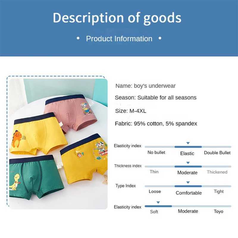 4 pieces of childrens flat corner underwear for boys cartoon underwear for students aged 2-14 pure cotton childrens underwearW2408151230.