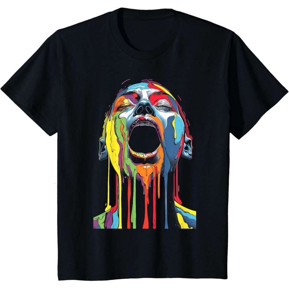 T shirt for Mens Womens Fluid Liquified Melting Rainbows Drip Funny Graphic Tees T-Shirt Shirts Tshirt Casual Tops Clothes Short sleeve