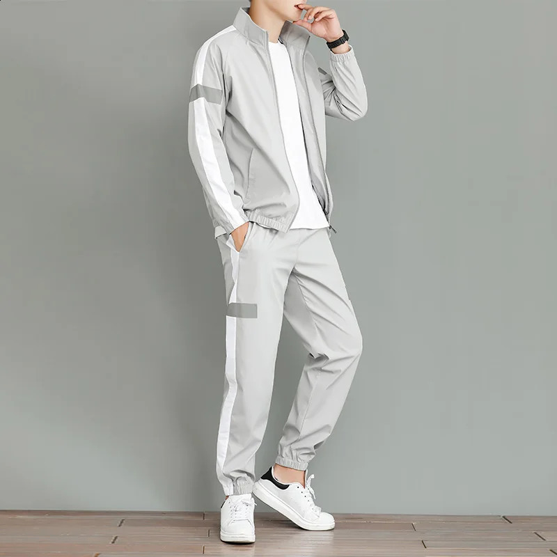 Mens Zipper Pocket CoatPants Set Hip Hop Set Track Set Sportswear seller 240827