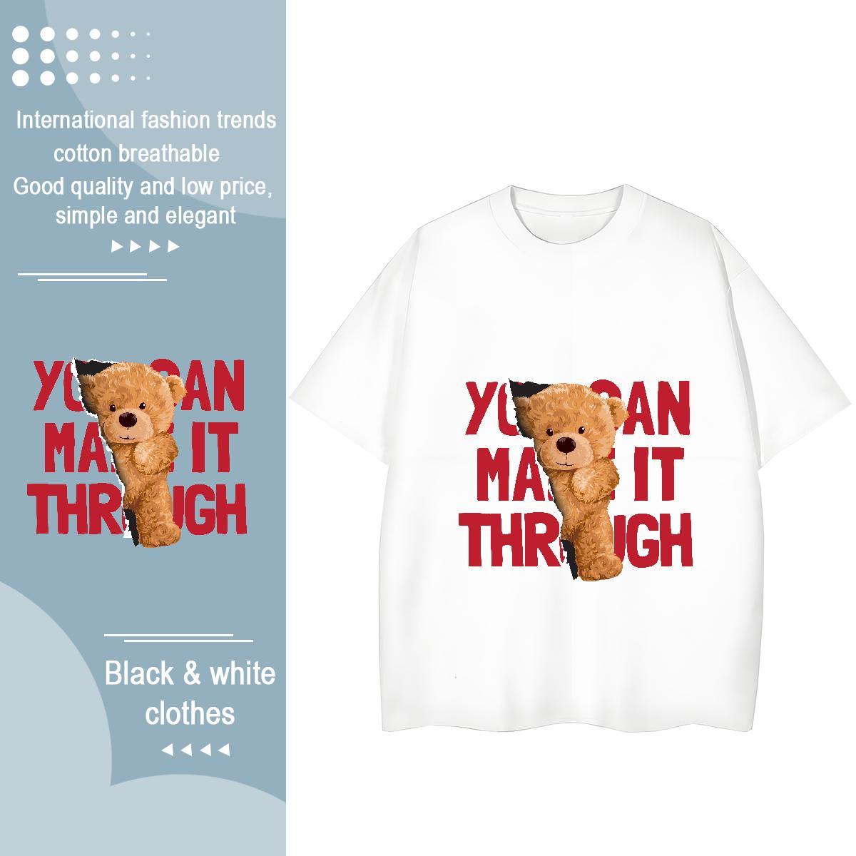 Casual New T-Shirts Breathable Soft 100% Cotton 230g Tshirt for Man Woman DIY Logo bear Daily Wear Comfortable Top Tees