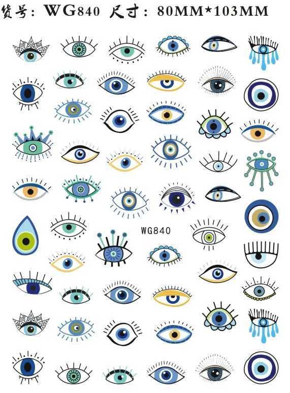 Nail Art Stickers Water Decals Eyes Stripe Nail Art Decorations for Manicure Accessories Press on Nails Foil Stickers and DecalsXJ250120