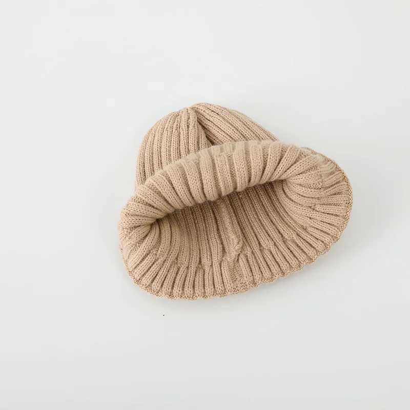 Autumn Winter Baby Embroidery Letter Knitting Caps Kid Boy Solid Warm Beanies Girl Children Fashion Casual Hat Infant Soft Caps LX241018
