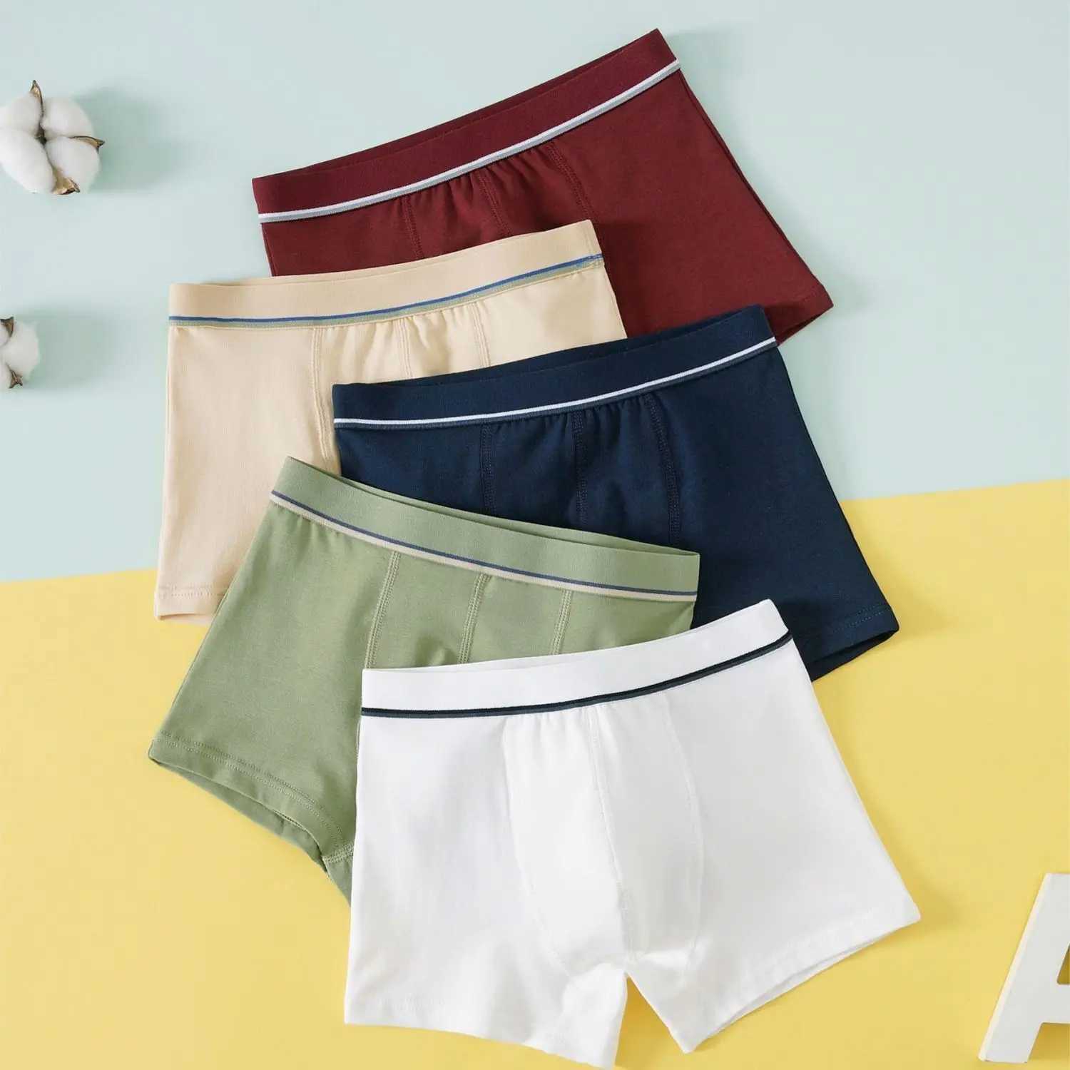 Childrens underwear cotton boys and teenagers boxer shorts 5 packs8899W240815