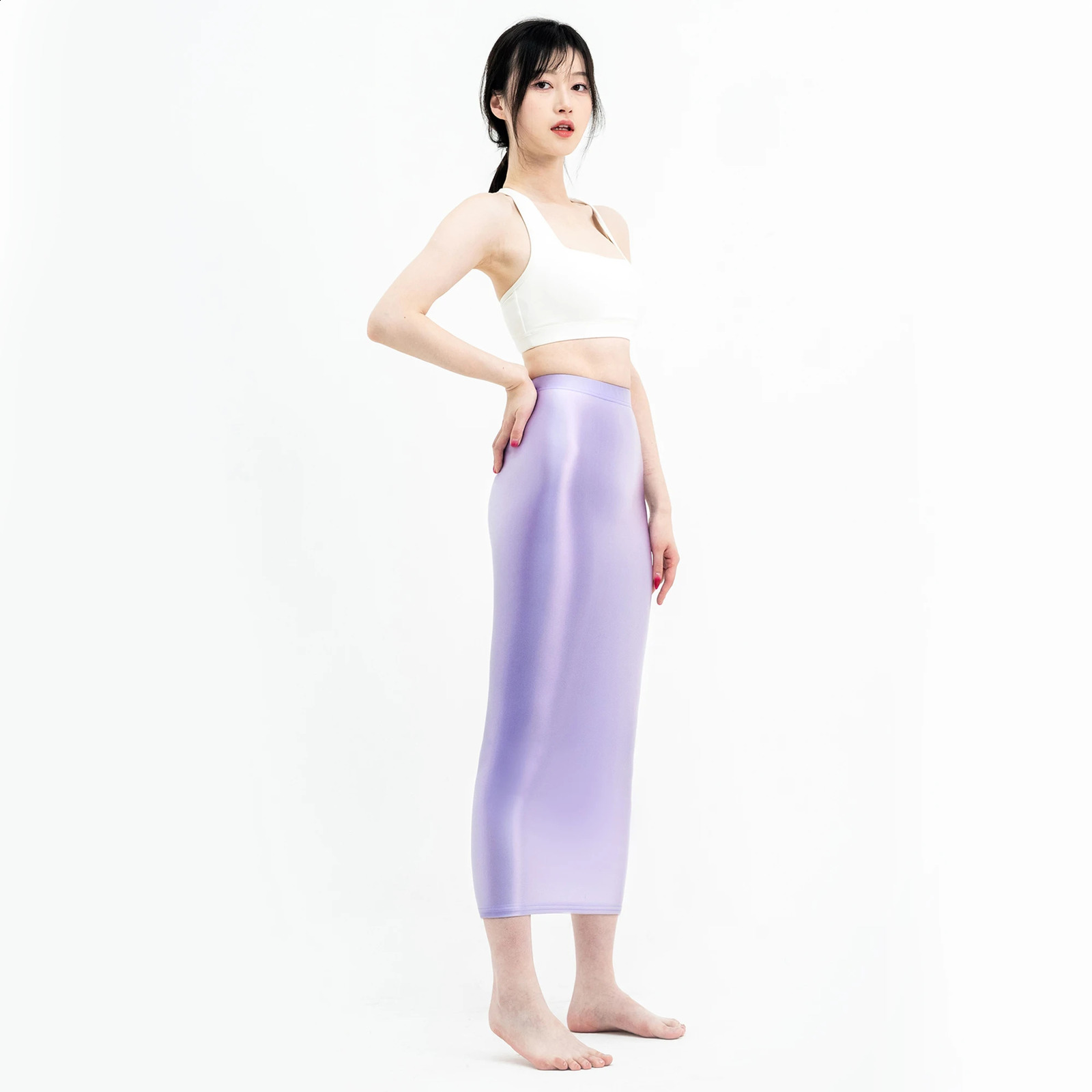 XCKNY satin smooth firm oily and glossy skin with smooth texture. One step skin elasticity silk thin ankle medium length skin 240815