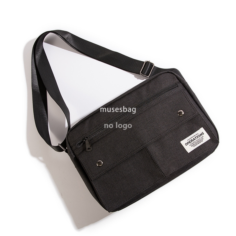 Men's crossbody bag large capacity canvas tooling style shoulder bag Trend street commuter bag youth casual messenger bag