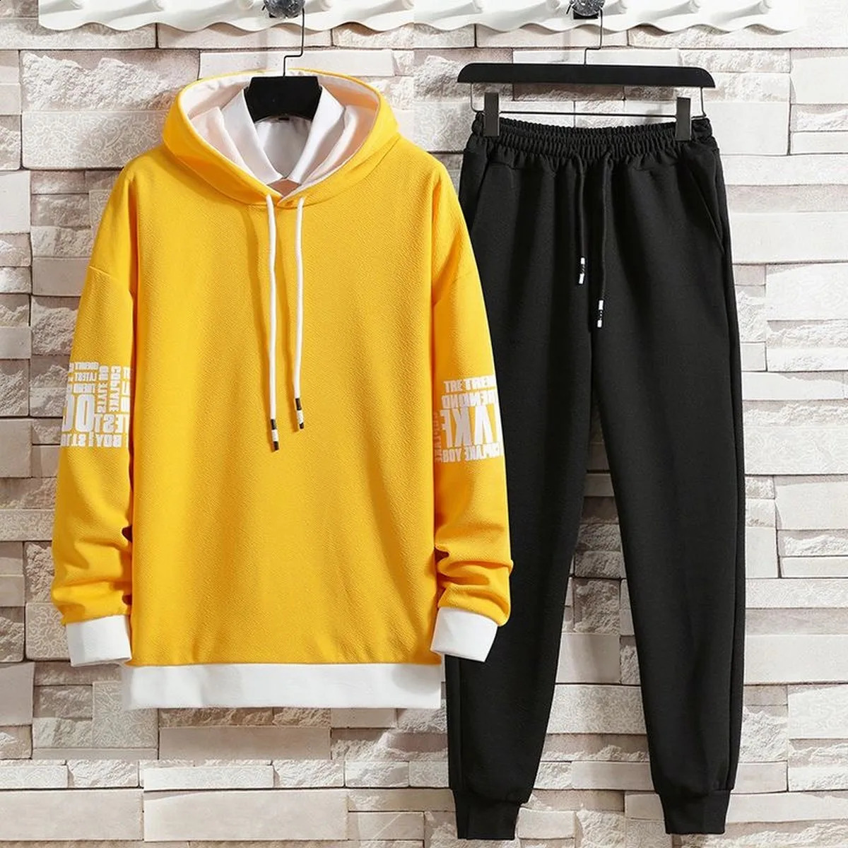 Mens summer autumn set casual hoodie set pants hooded printed sweater mens long sleeved shirt 240827