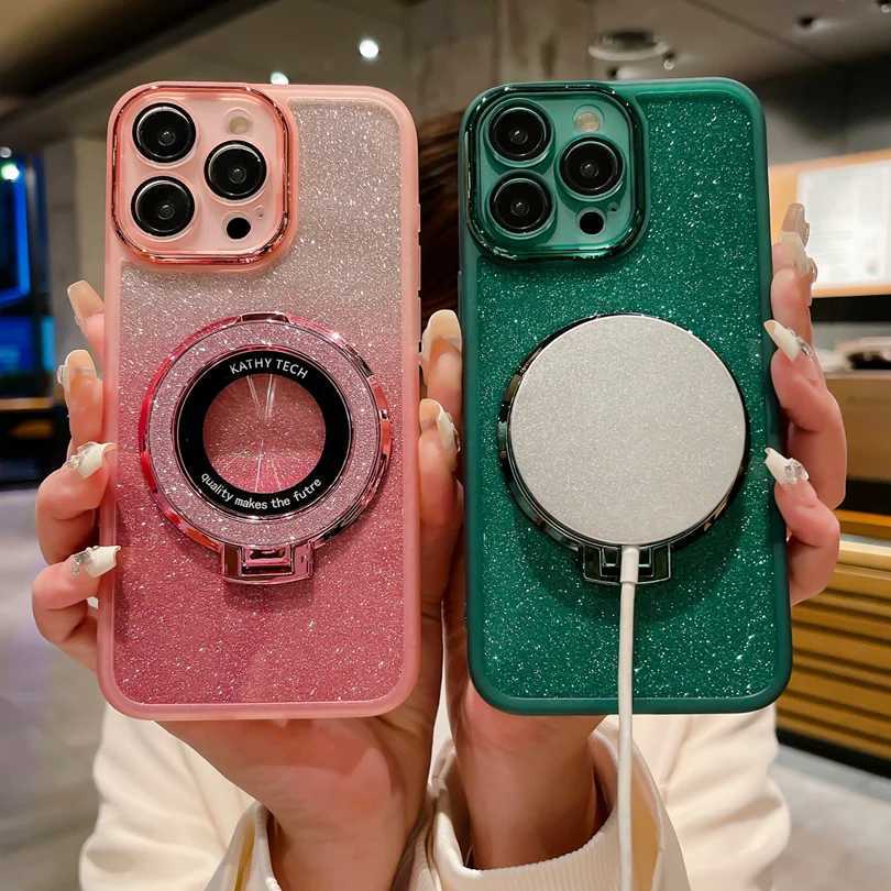Gradient Glitter Ring Stand Magnetic Phone Case For Tecno Spark 6 8C 9 10 10C 20 20C Smart 6 7 8 Pro GO 2022 2023 2024 2020 HDM240816